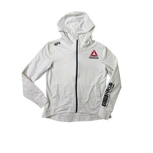 Reebok Womens UFC Fighter Kit Walkout Sweatshirt Hoodie Zip Up White XL